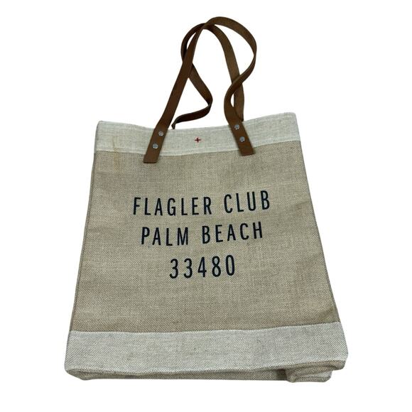 Apolis Global Citizen Flagler Club Palm Beach Market Tote Bag Jute Double Strap - Picture 1 of 11